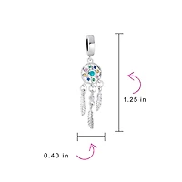 Bling Jewelry Hopes Dreams Heart Spiritual Amulet Symbol Dream Catcher Dangle Charm Bead Tassel Feather Leaves Sterling Silver Fits European Bracelet