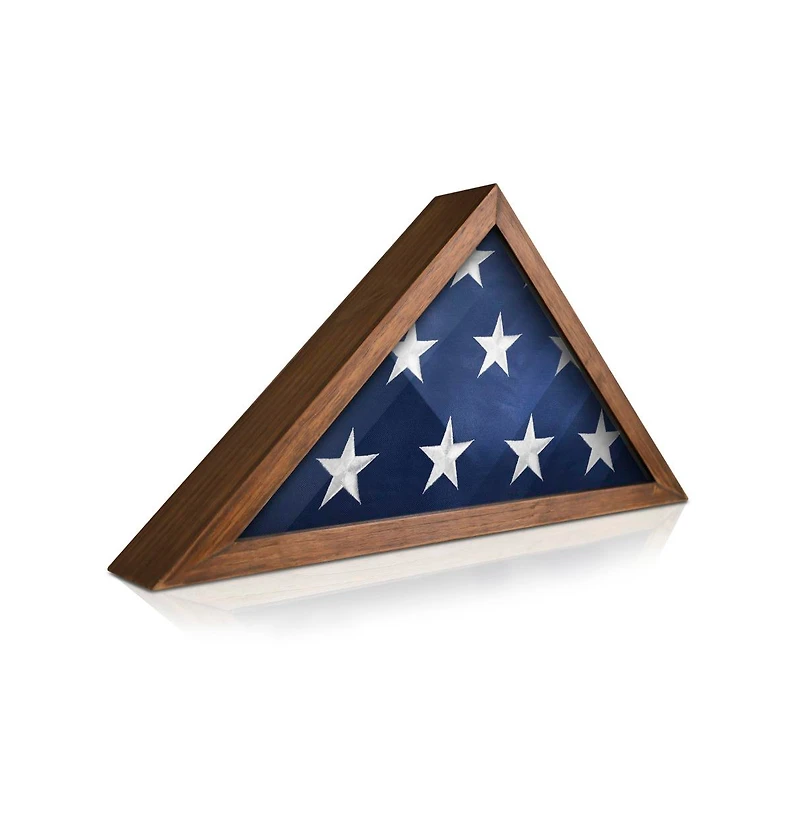Hbcy Creations Rustic Flag Case - Solid Wood Military Flag Display Case For 9.5 X 5 American Veteran Burial Flag, Wall Mounted Burial Flag Frame