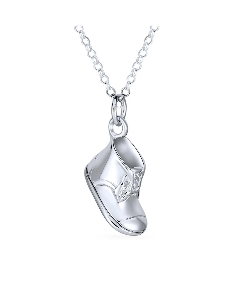 Bling Jewelry Baby Shoe Bootie Charm Pendant Necklace Gift New Mother Cz Sterling Silver