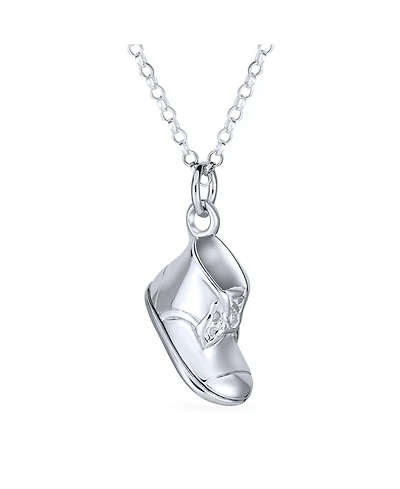 Bling Jewelry Baby Shoe Bootie Charm Pendant Necklace Gift New Mother Cz Sterling Silver