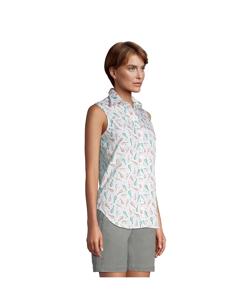 Lands' End Women's No Iron Supima Cotton Sleeveless Shirt