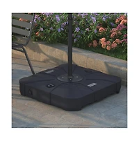 Harlan Weather And Impact Resistant Heavy Duty Universal Offset Umbrella Base With Built-In Wheels And Grooved Handles In Black