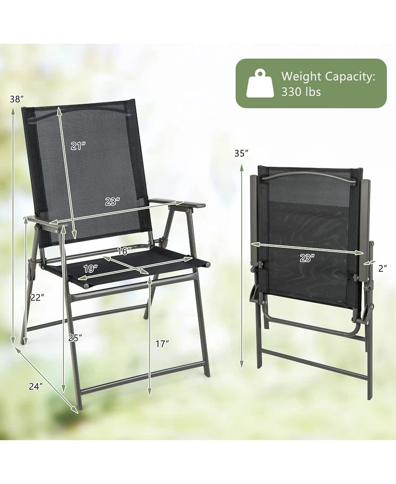 Sugift Set of 4 Patio Folding Chair with Rustproof Metal Frame
