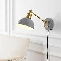 Jonathan Y Lisa Swing Arm Modern Midcentury Iron Usb Charging Port Led Sconce