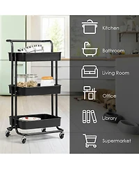 Sugift 3-Tier Utility Cart Storage Rolling with Casters