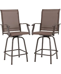 Sugift 2 Pieces 360 Rotating Bar Stool Set with Armrests for Patio