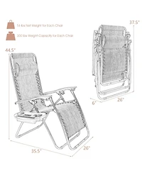 Inolait Sugift 2 Pieces Folding Lounge Chair with Zero Gravity