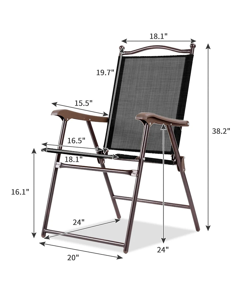 Sugift Set of 2 Patio Folding Sling Back Camping Deck Chairs