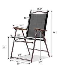 Sugift Set of 2 Patio Folding Sling Back Camping Deck Chairs
