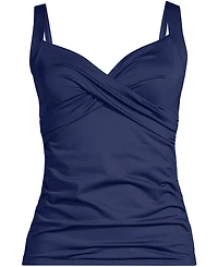 Lands' End Plus V-Neck Wrap Underwire Tankini Swimsuit Top