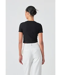 Grey Lab Women's Cropped Bustier Short Sleeve T Shirt