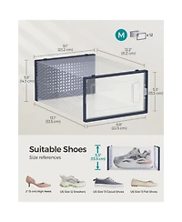 Set of 12 Stackable Shoe Organizers for Closet or Entryway, Fits Sneakers