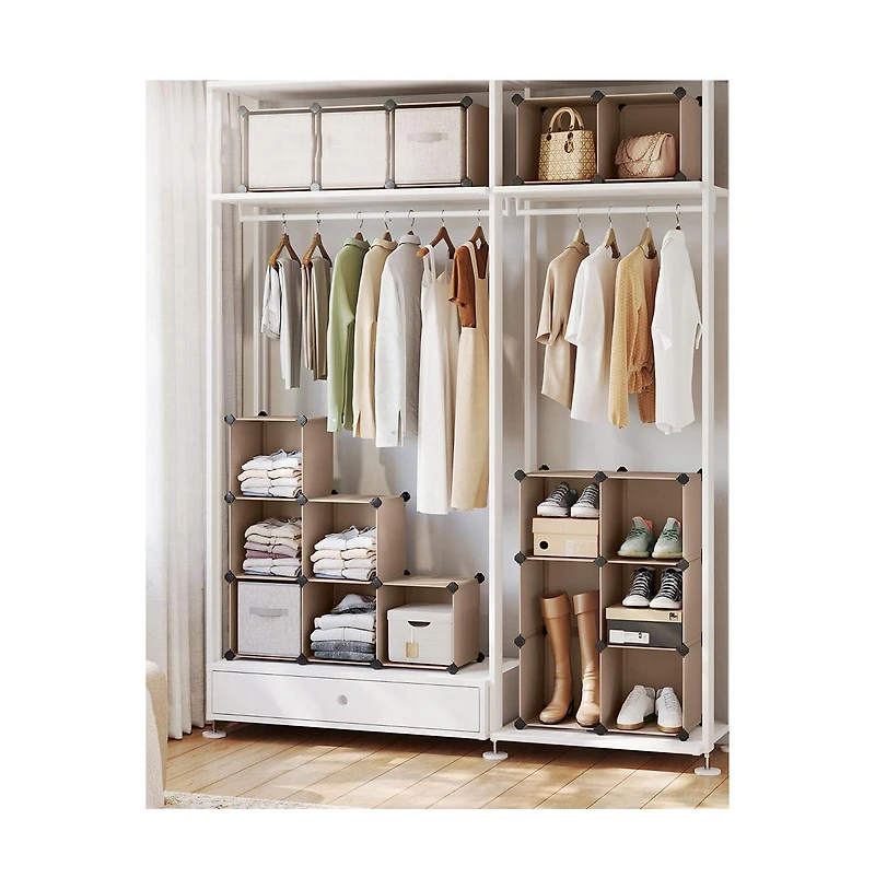 Slickblue 16 Cube Closet Organizers And Storage, Clothes Storage Organizer For Wardrobe