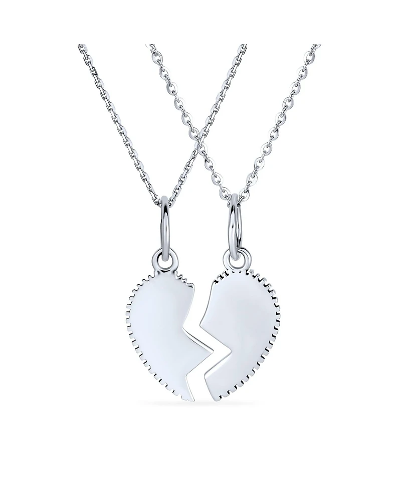 Bling Jewelry 2 Pcs Best Friend Aunt Niece Heart Puzzle Pendant Necklace in Sterling Silver