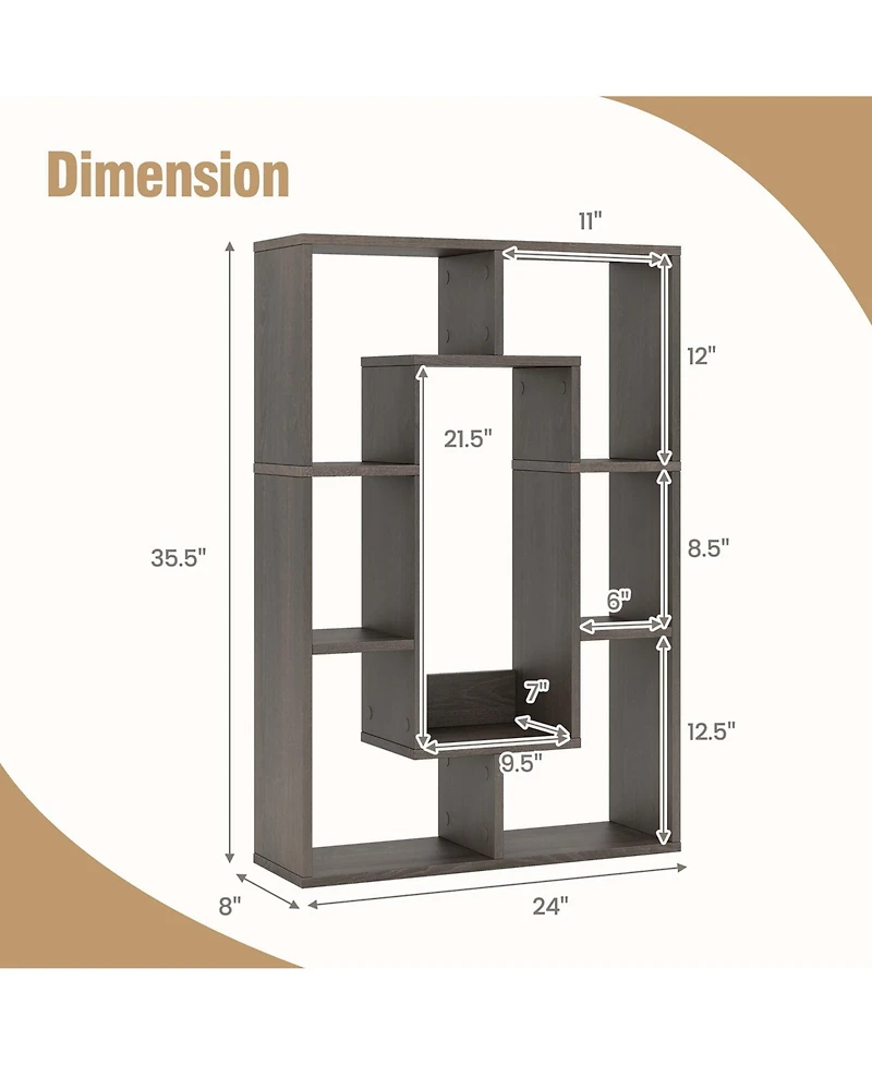 7-Cube Geometric Bookshelf with Anti-Toppling Device Modern Open Bookcase