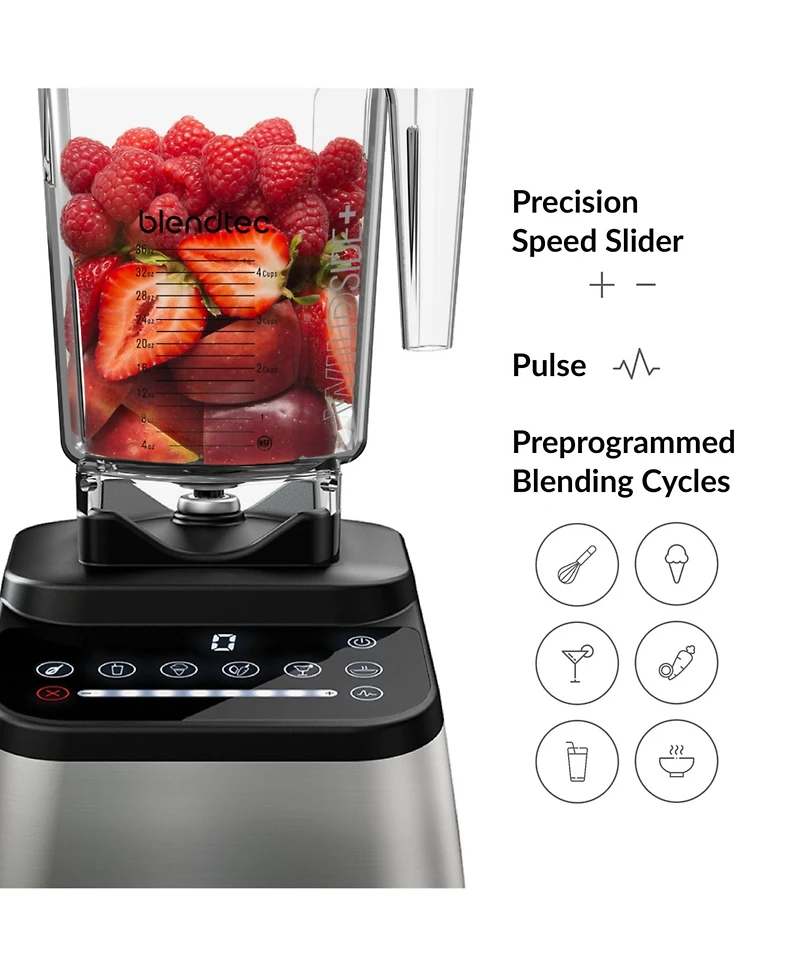 Blendtec Designer Series Blender with 90 oz WildSide+ Jar and 34 oz Go Travel Bottle - Kitchen Blender Bundle - Black