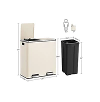 16 Gallon Dual Compartment Step Trash Can for Kitchen Waste and Recycling