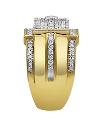 LuvMyJewelry Banner of Bling Natural Certified Diamond 1.24 cttw Round Cut 14k Yellow Gold Statement Ring for Men
