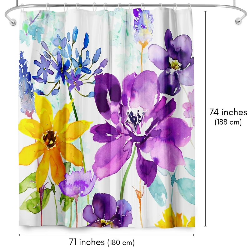 71x74 Botanical Shower Curtain - Floral Shimmer by Harrison Ripley