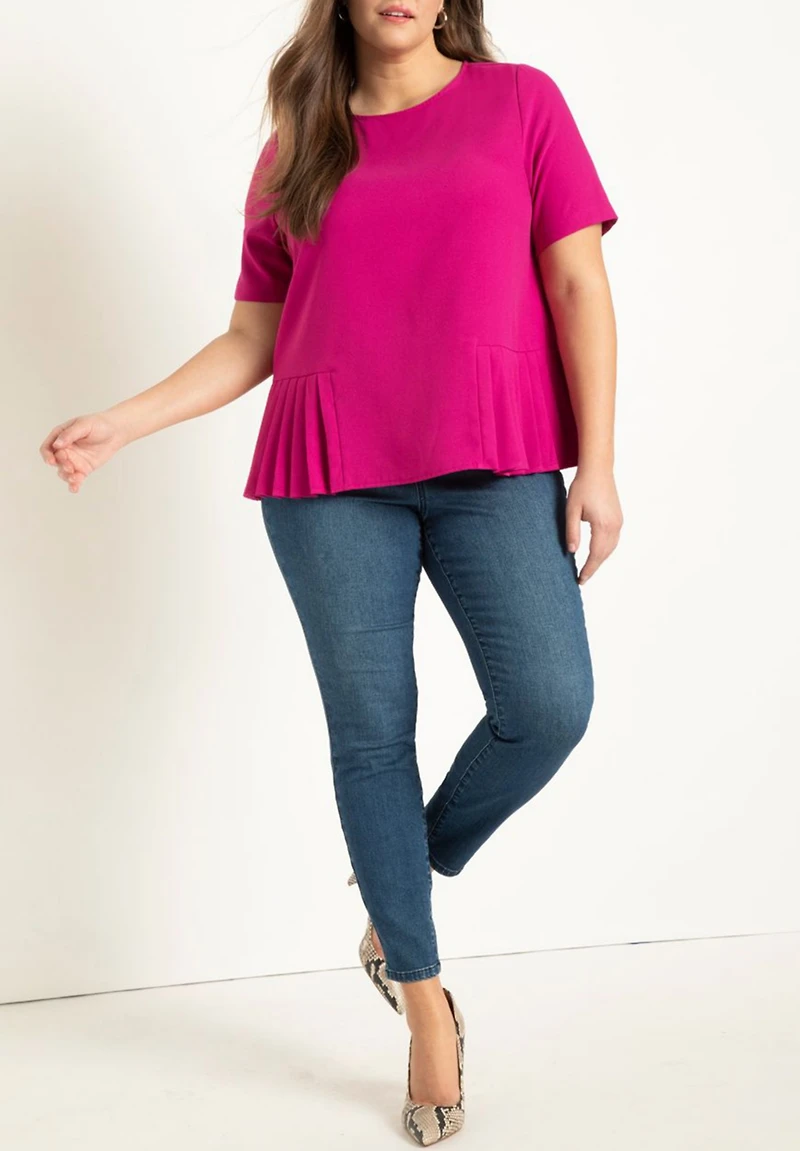 Eloquii Women's Plus Pleated Hem Top