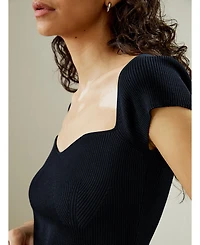 Lilysilk Women's Sweetheart Neck Ribbed Silk Knit Top