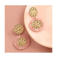 Sohi Women's White Circular Drop Earrings