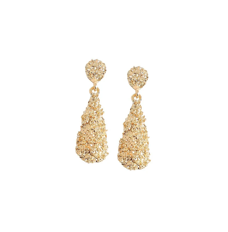 Sohi Women's White Corroded Drop Earrings