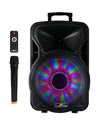 beFree Sound 12 Inch 2500 Watt Bluetooth Rechargeable Portable Party Pa Speaker with Illuminating Lights and microphone