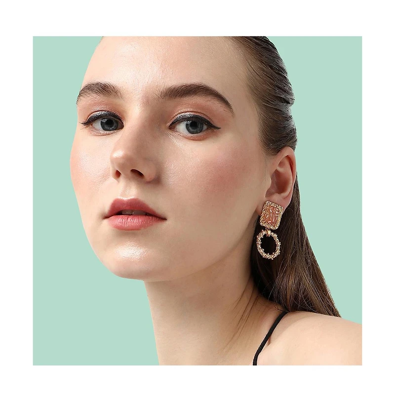 Sohi Women's Gold Stone Drop Earrings