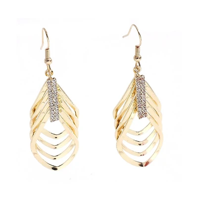 Sohi Women's Silver Ripple Drop Earrings