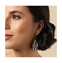 Sohi Women's Silver Ripple Drop Earrings
