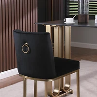Streamdale Set of 2 Gold Brushed Velvet Bar Stools