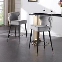 Streamdale Gray & Gold Velvet Counter Stool