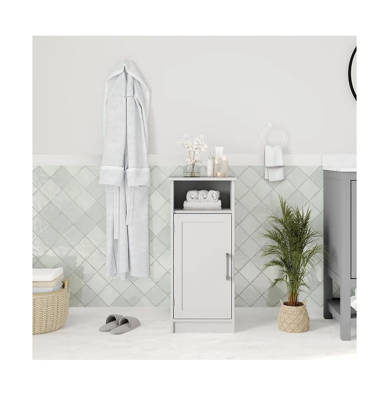 Merrick Lane Vigo Bathroom Storage Cabinet With Adjustable Cabinet Shelf, Upper Open Shelf