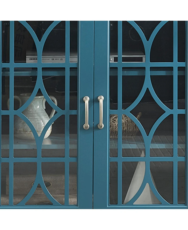 Streamdale Furniture 63" Tv Stand, Storage Buffet Cabinet, Sideboard With Glass Door And Adjustable Shelves