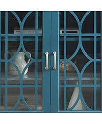 Streamdale Furniture 63" Tv Stand, Storage Buffet Cabinet, Sideboard With Glass Door And Adjustable Shelves