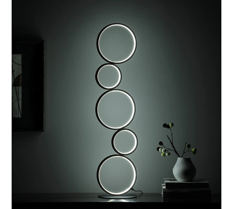 Streamdale 38.5" In Else Nordic 5-Ring Shaped Matte Black Led Metal Table Lamp