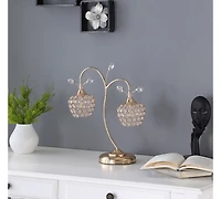 Streamdale 17.25" Rose Gold 2-Floral Bell Glam Metal Table Lamp