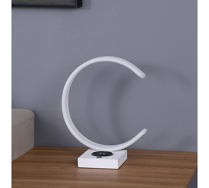 Streamdale 13.5" C-Shape Led with Usb Wireless Charger Port Table Lamp