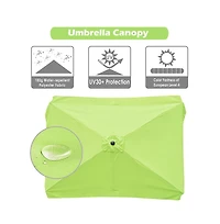 Rectangle Replacement Patio Umbrella Canopy Parasol Top Cover for 6 Ribs 6.5x10ft Umbrella