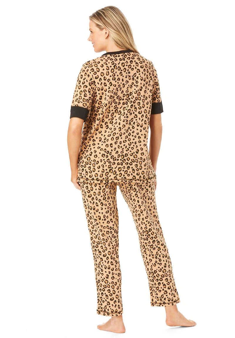 Dreams & Co. Women's Plus Printed Henley Pj Set
