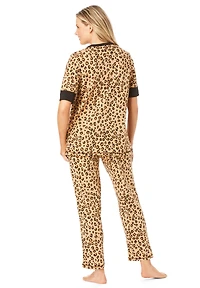 Dreams & Co. Women's Plus Printed Henley Pj Set