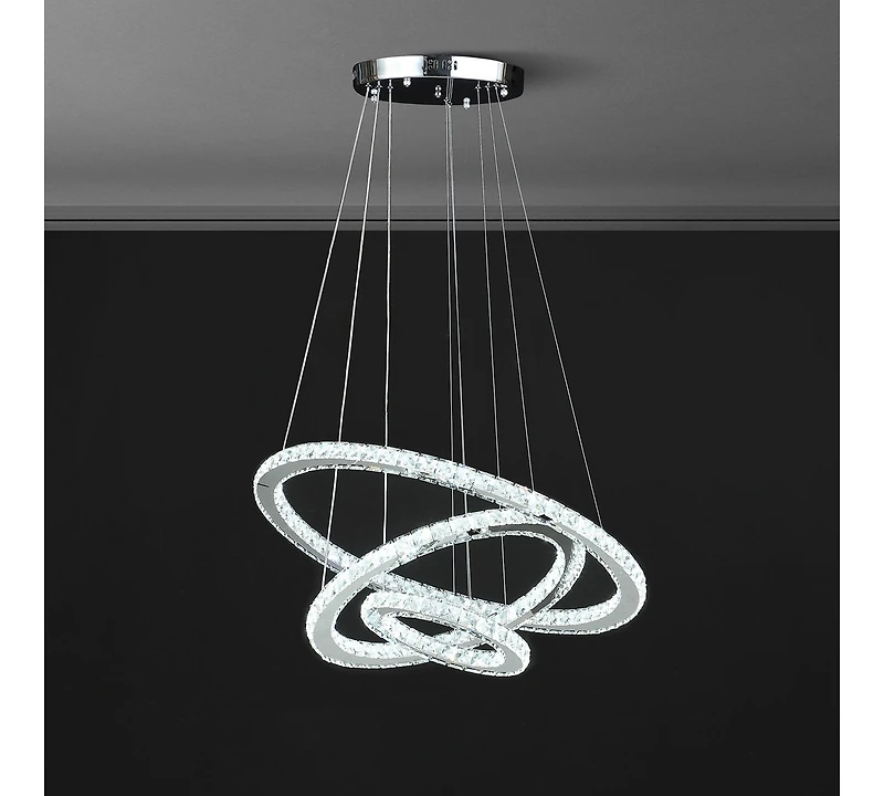 Streamdale Adjustable Height Crystal Chandelier with Led Dimmer