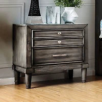 Simplie Fun Modern Gray Finish 1 Piece Nightstand Solidwood Hidden Drawer Nickel Round Knob Bedside Table Bedroom