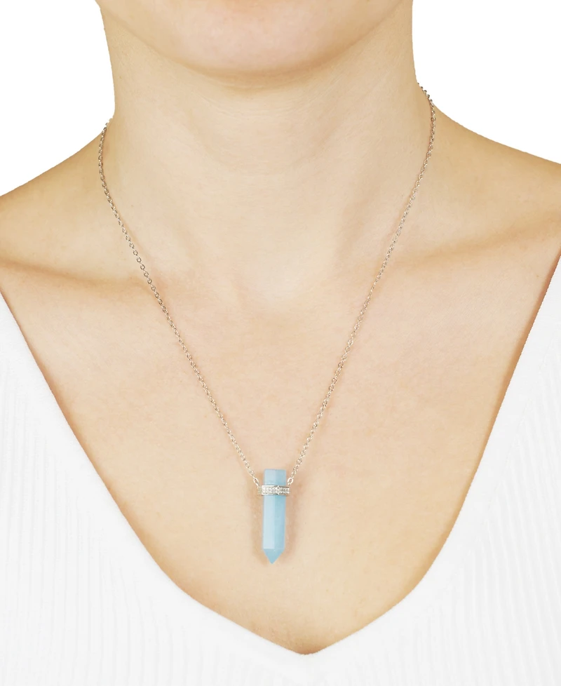 Macy's Stone Quartz Pointed Hexagon Pendant Necklace 14k Gold Plated or Silver