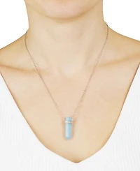 Macy's Stone Quartz Pointed Hexagon Pendant Necklace 14k Gold Plated or Silver
