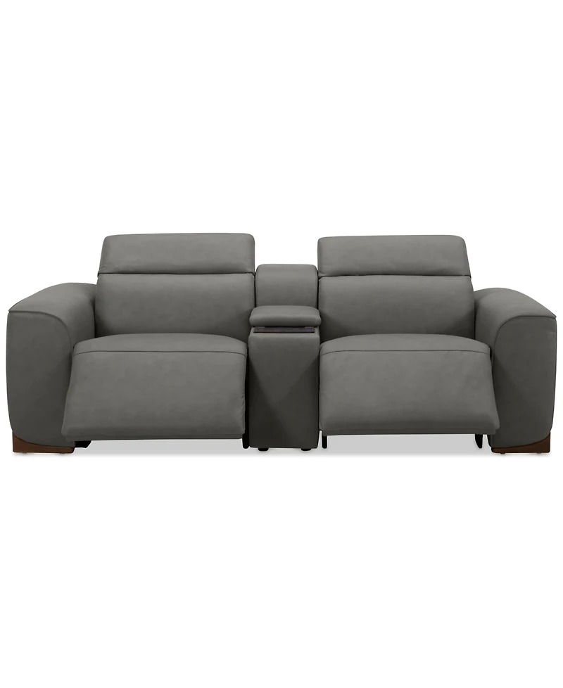 Lovro 3-Pc. Leather Sofa with 2 Power Motion Chairs & 1 Console, Created for Macy's