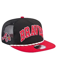 New Era Men's Black Atlanta Braves Throwback Meshback Golfer Hat
