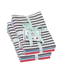 Design Imports Heavy Duty Kitchen Cleaning Collection, Long-Lasting Quality, Cotton Dishcloth Set, 13x13", Stripe, 6 Piece