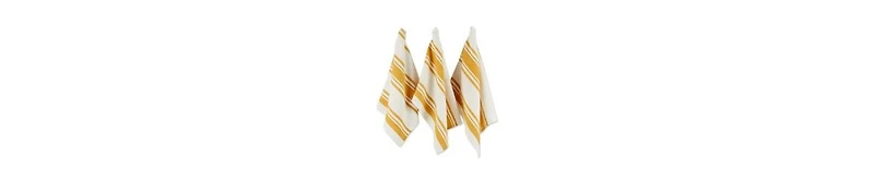 Design Imports Everyday Kitchen Dishtowel Collection Large Chef Stripe Tea Towel, 18x28", Honey Gold, 3 Count